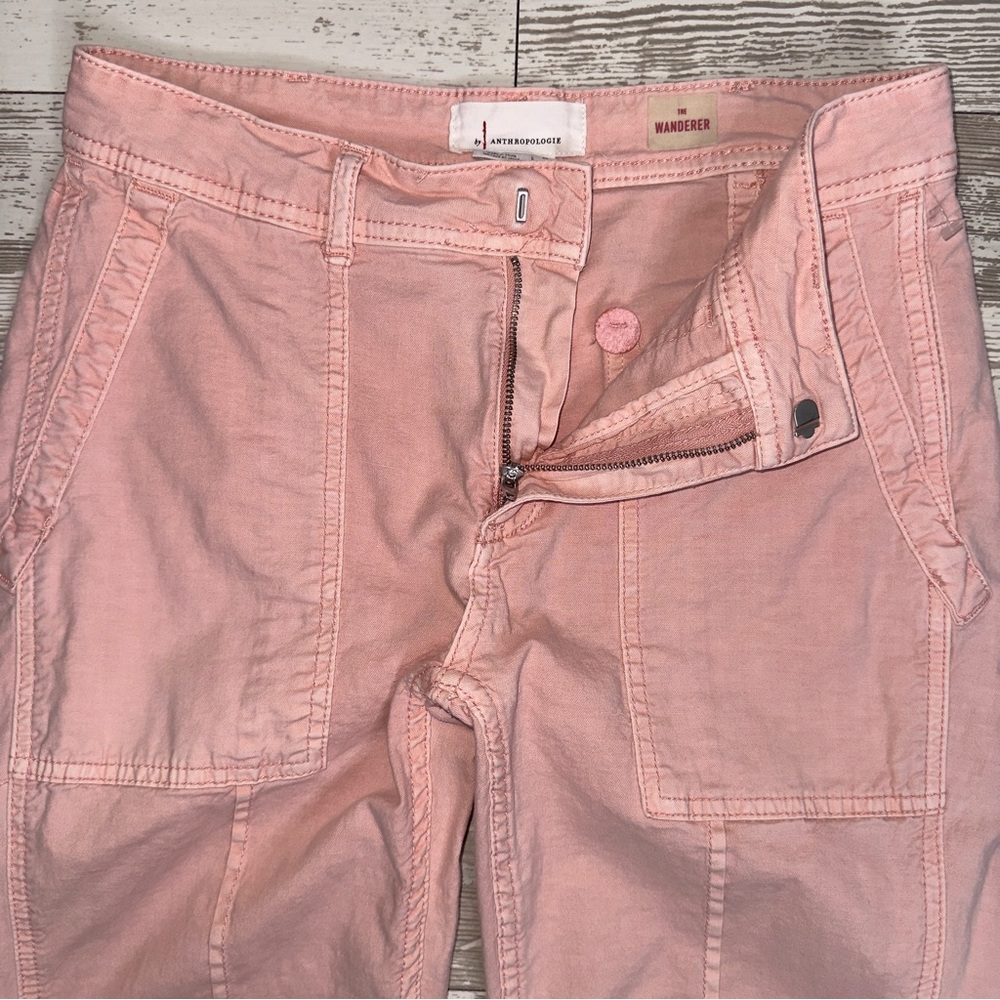 Anthropologie The Wanderer Pink Utility Cargo Pants Size 26 Cotton Linen Blend - Picture 7 of 15